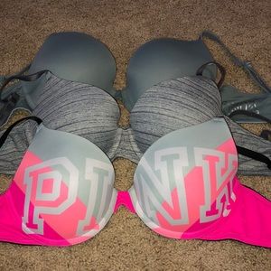 Bundle of 3 Victorias’s Secret Pink bras